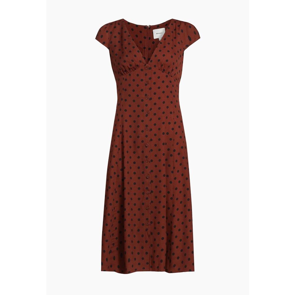 Reformation NWT Wilda Button up Midi Dress Fig Jam Dot Sz 0 Contemporary - Picture 4 of 12